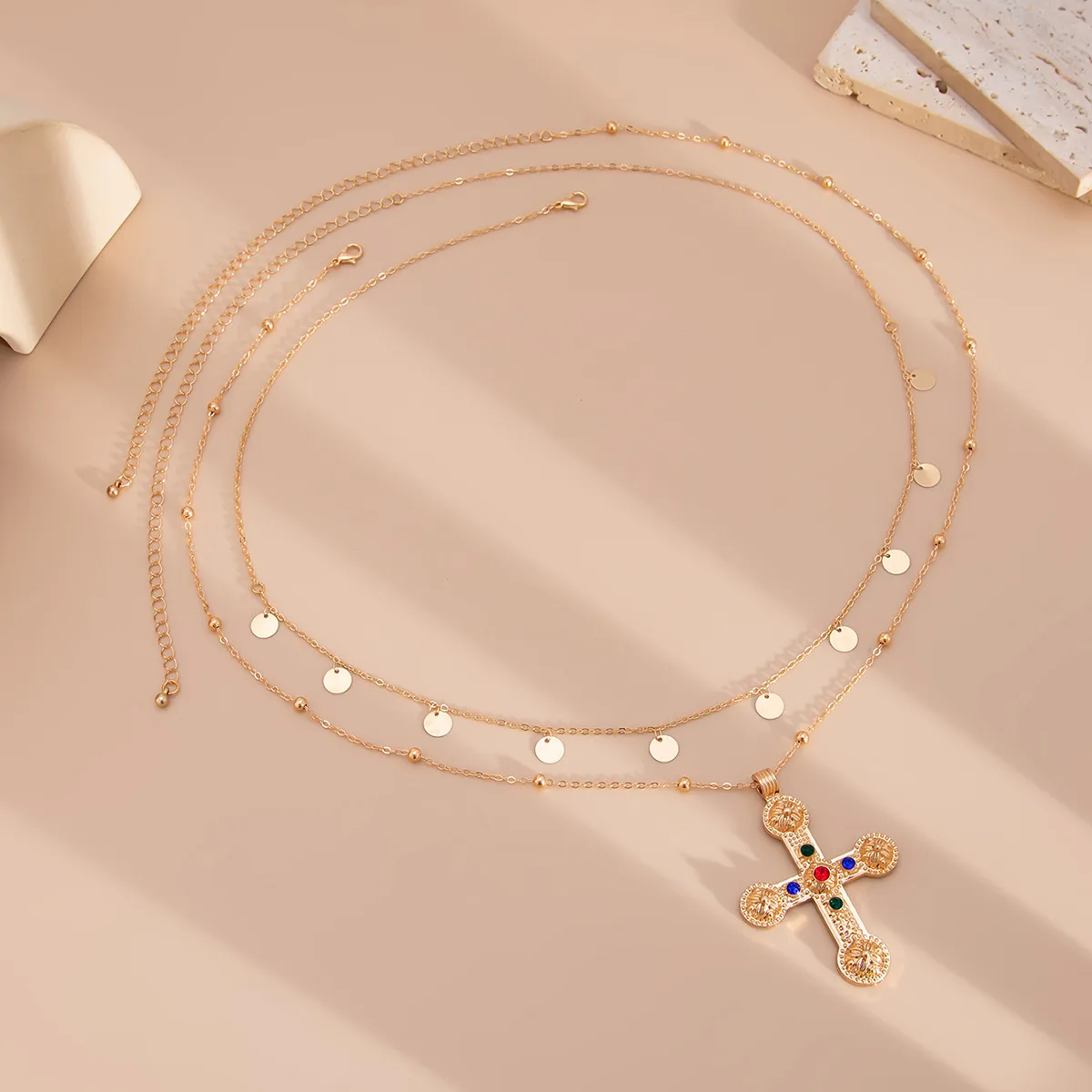 Ornament Inlaid Colorful Crystals Cross Bow Pendant Waist Chain Fashion Sexy Hot Girl Female Body Chains display picture 4