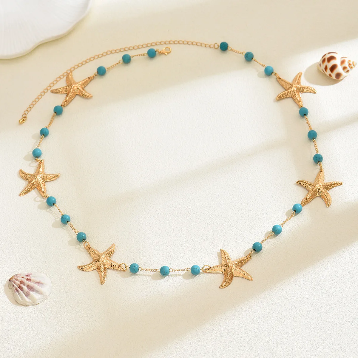 Hot Selling Ocean Style Metal Starfish Waist Chain Female Fashion Special-Interest Green Turquoise Adjustable Body Chains Ornament display picture 4