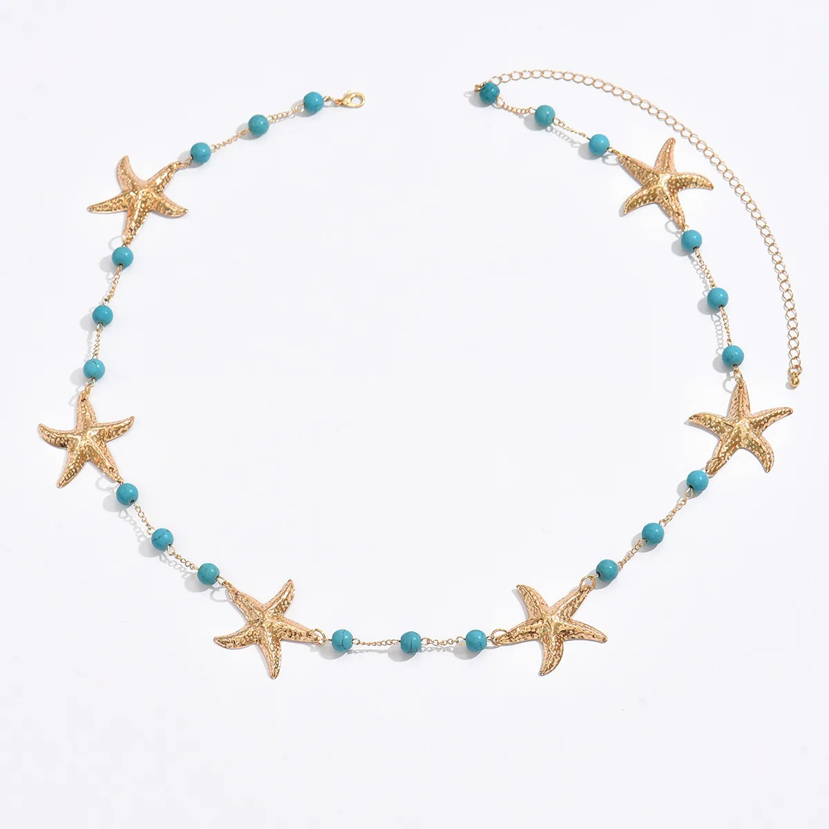 Hot Selling Ocean Style Metal Starfish Waist Chain Female Fashion Special-Interest Green Turquoise Adjustable Body Chains Ornament display picture 5