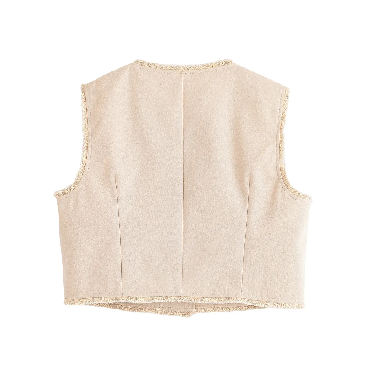 Fashionable Frayed Hem Vest Casual Summer Outfit Women's Pure Color Leisure Set Stylish New Style No Sleeve Top display picture 1