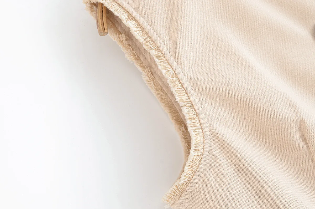 Fashionable Frayed Hem Vest Casual Summer Outfit Women's Pure Color Leisure Set Stylish New Style No Sleeve Top display picture 4