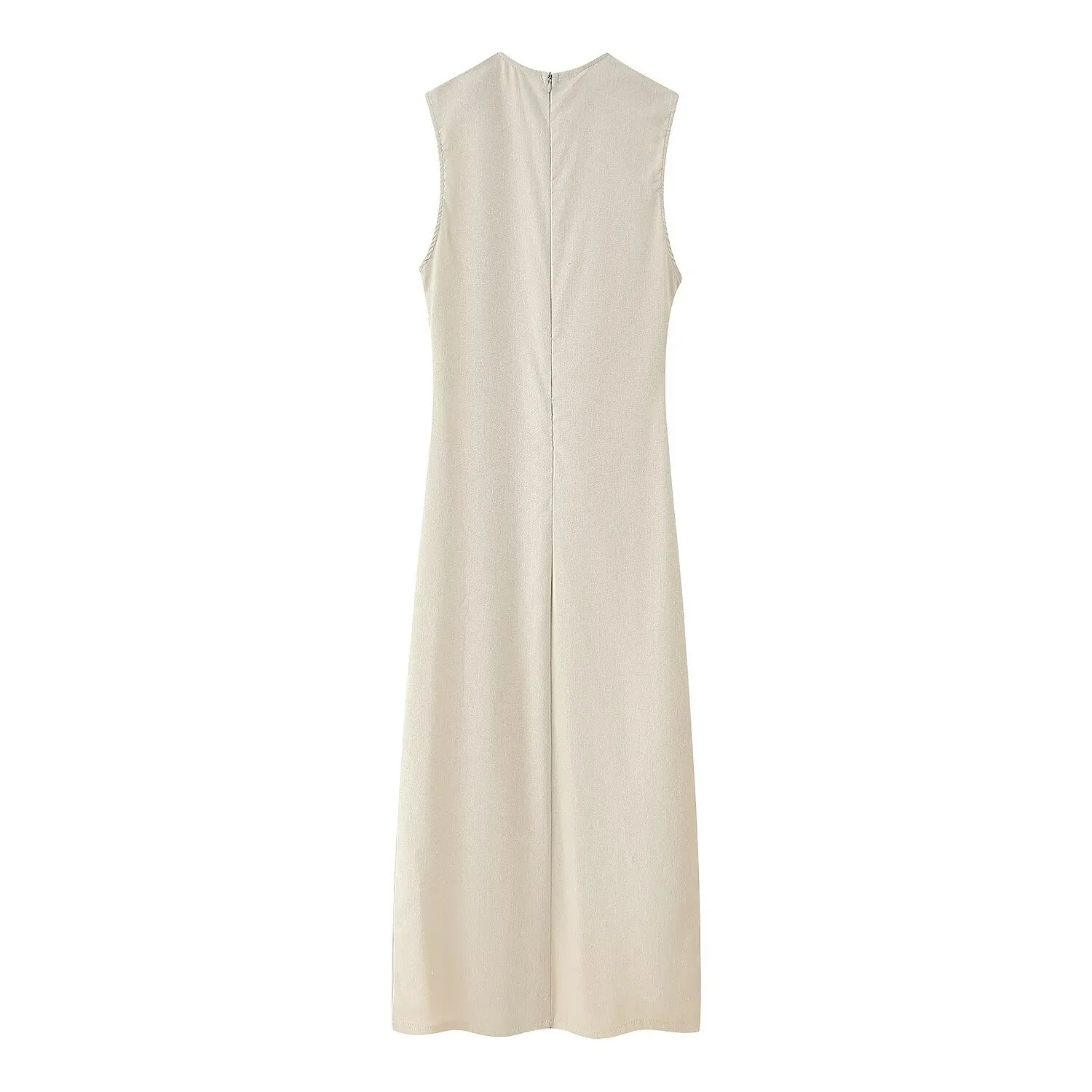 Elegant Midi Dress Fashionable Knotted Mixed Fabric Women's Summer New Arrival Dress Stylish High Waist A-Line Gown display picture 2