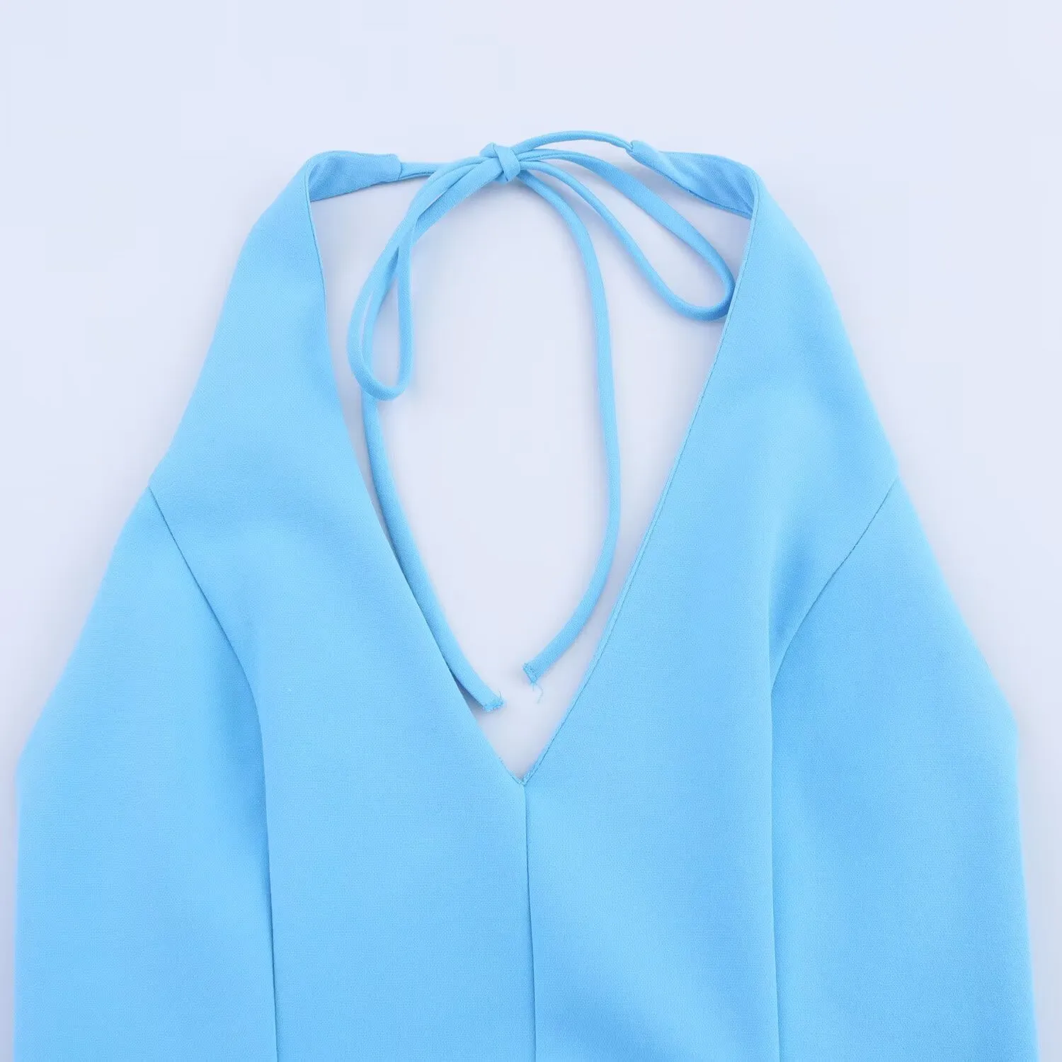 Fashionable Sexy Backless Wave Wide Hem Dress Myst&Za Women's Summer New Arrival V-neck Sleeveless High Waist A-line Dress display picture 3