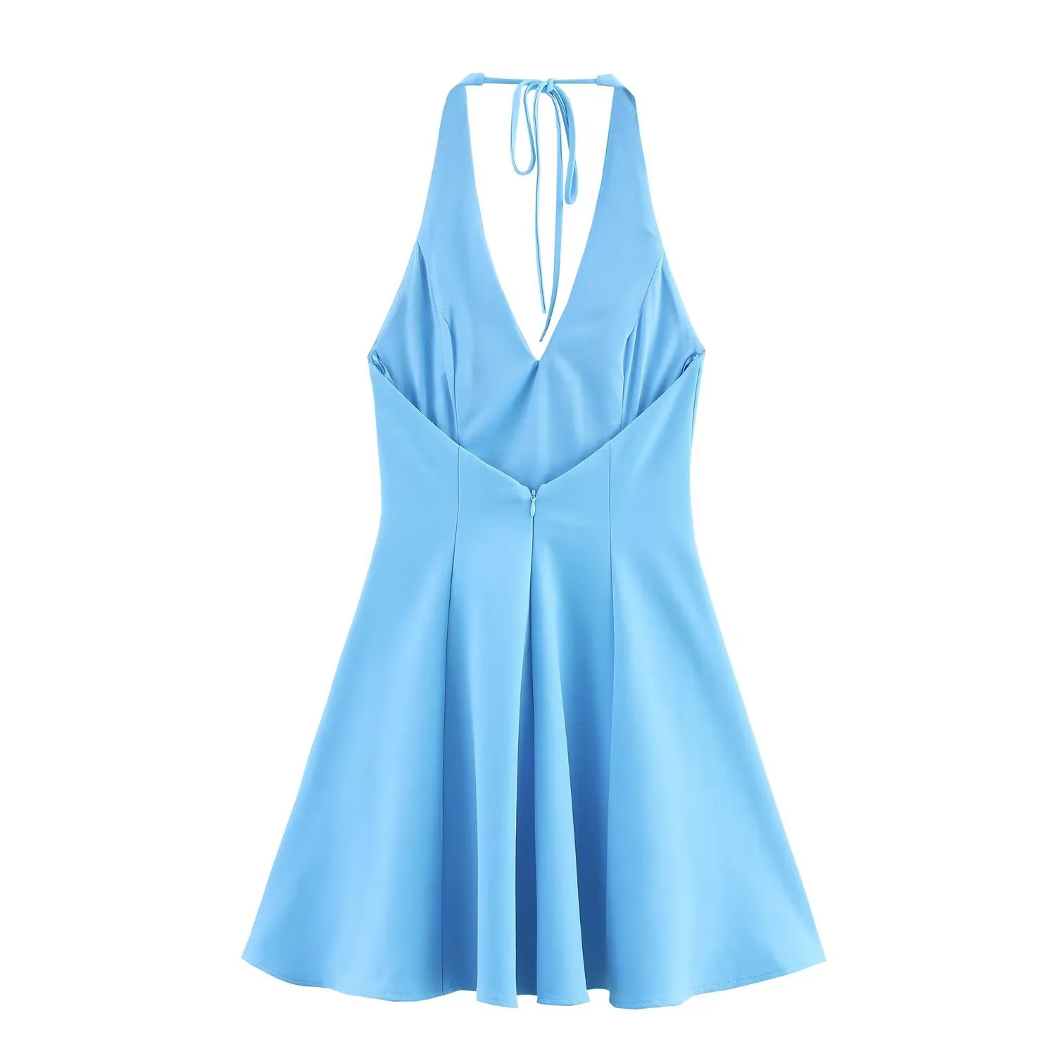 Fashionable Sexy Backless Wave Wide Hem Dress Myst&Za Women's Summer New Arrival V-neck Sleeveless High Waist A-line Dress display picture 2
