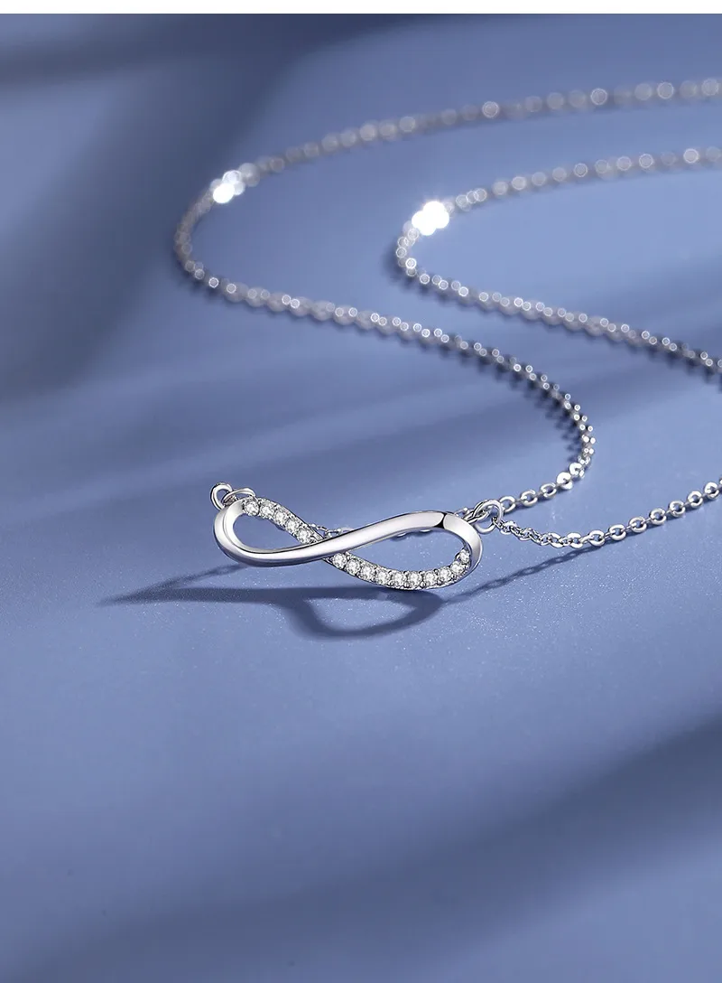 925 Sterling Silver Zircon Cable Chain Polishing Plating Inlay Infinity Necklace display picture 2