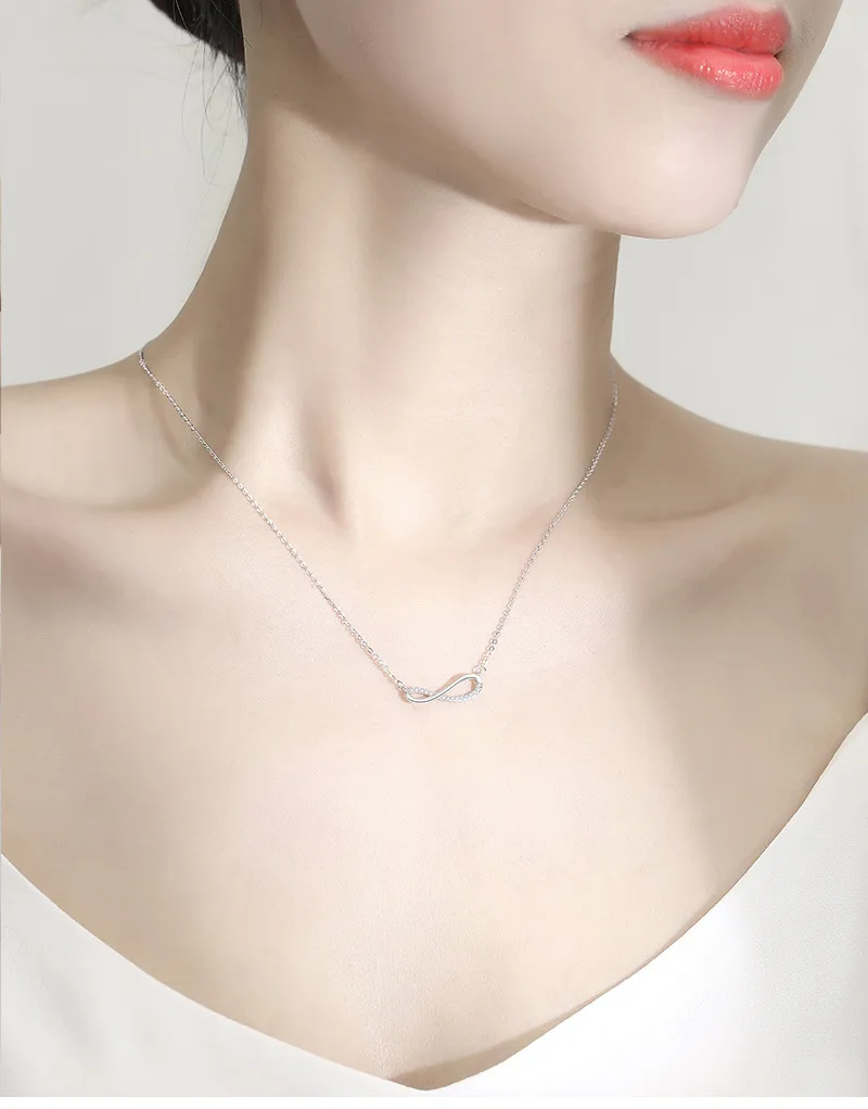 925 Sterling Silver Zircon Cable Chain Polishing Plating Inlay Infinity Necklace display picture 1