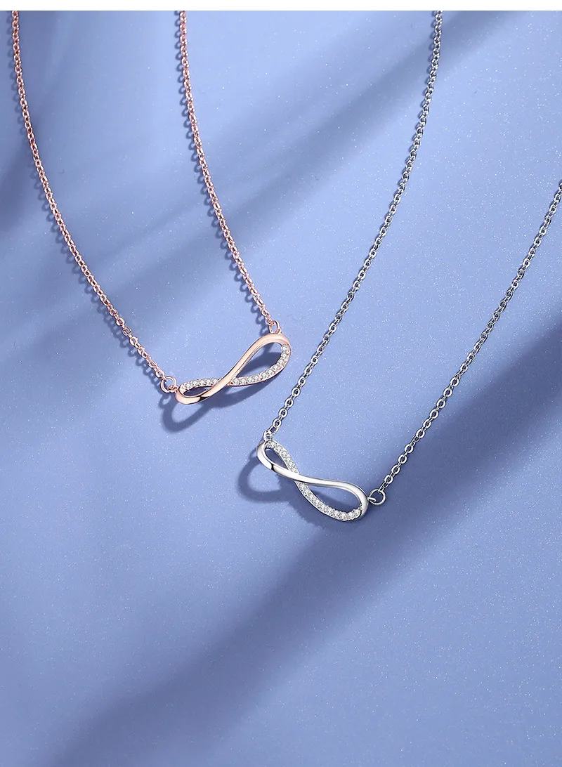 925 Sterling Silver Zircon Cable Chain Polishing Plating Inlay Infinity Necklace display picture 3