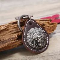 Retro Skull Pu Leather Alloy Unisex Keychain main image 1