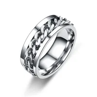 Titanium&stainless Steel Fashion Geometric Ring  (8mm Steel Color 6) Nhtp0035-8mm-steel-color-6 main image 2
