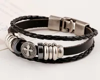 Leather Fashion Geometric Bracelet  (black) Nhpk1377-black main image 1