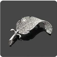 Korean Sweet Full Diamond Leaf Unisex Pin main image 1