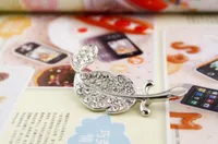Korean Sweet Full Diamond Leaf Unisex Pin main image 2