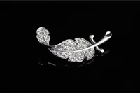 Korean Sweet Full Diamond Leaf Unisex Pin main image 3