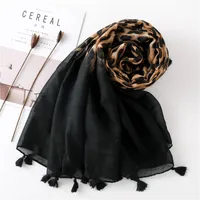 Fashion Cotton And Leopard Print Gradient Women&#39;s Scarf Long Dual-use Shawl main image 4