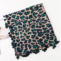 Cotton And Linen Scarf Shawl Dual-use Classic Blue Leopard Long Scarf Scarf Women main image 4