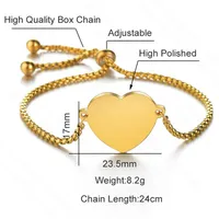Fashion Heart 304 Stainless Steel 18K Gold Plated No Inlaid Bracelets In Bulk main image 2