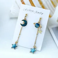 Ocean Blue Ins Wind Moon Cosmic Earrings Nhsd156850 main image 16