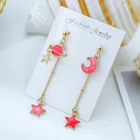 Ocean Blue Ins Wind Moon Cosmic Earrings Nhsd156850 main image 14