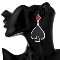 Creative New Acrylic Earrings Poker Black Peach Heart Plum Long Earrings Fashion Lucky Earrings Female main image 5