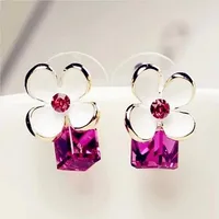Beautiful Diamond-studded Crystal Flower Earrings Korea Imported High Quality Zircon Earrings main image 1