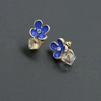Beautiful Diamond-studded Crystal Flower Earrings Korea Imported High Quality Zircon Earrings sku image 1