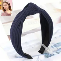 Korean Hair Accessories Headdress Knitted Solid Color Fabric Cross Knotted Headband Headband Head Buckle Ladies Headband main image 9