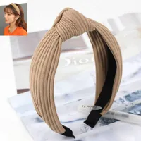 Korean Hair Accessories Headdress Knitted Solid Color Fabric Cross Knotted Headband Headband Head Buckle Ladies Headband main image 5