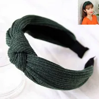 Korean Hair Accessories Headdress Knitted Solid Color Fabric Cross Knotted Headband Headband Head Buckle Ladies Headband sku image 1