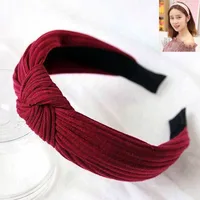 Korean Hair Accessories Headdress Knitted Solid Color Fabric Cross Knotted Headband Headband Head Buckle Ladies Headband sku image 3