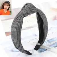 Korean Hair Accessories Headdress Knitted Solid Color Fabric Cross Knotted Headband Headband Head Buckle Ladies Headband sku image 2