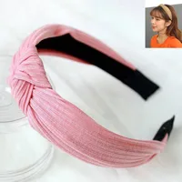 Korean Hair Accessories Headdress Knitted Solid Color Fabric Cross Knotted Headband Headband Head Buckle Ladies Headband sku image 6