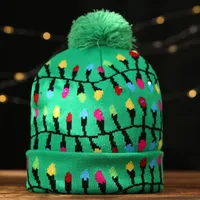 Christmas Decorations Flanged Knitted Ball Cap Led Light Cap Adult Children's Cap main image 2