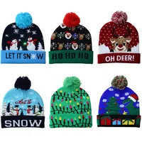 Christmas Decorations Flanged Knitted Ball Cap Led Light Cap Adult Children's Cap main image 5