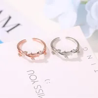 Ring Literary Fan With Diamond Branch Open Single Ring Creative Cross Rattan Adjustable Ring main image 2