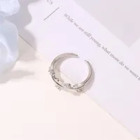 Ring Literary Fan With Diamond Branch Open Single Ring Creative Cross Rattan Adjustable Ring main image 4