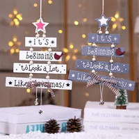 New Christmas Wooden Christmas Tree Christmas Door Hanging Decoration Wind Chime Letter Card Pendant Christmas Bell Hanging main image 2