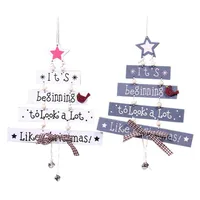 New Christmas Wooden Christmas Tree Christmas Door Hanging Decoration Wind Chime Letter Card Pendant Christmas Bell Hanging main image 5