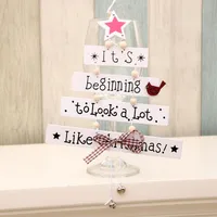 New Christmas Wooden Christmas Tree Christmas Door Hanging Decoration Wind Chime Letter Card Pendant Christmas Bell Hanging sku image 2