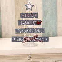 New Christmas Wooden Christmas Tree Christmas Door Hanging Decoration Wind Chime Letter Card Pendant Christmas Bell Hanging sku image 1