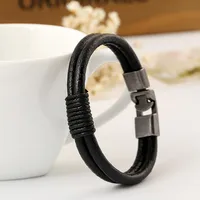 Cowhide Leather Bracelet Men's Accessories Leather Woven Handmade Leather Men main image 3