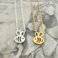 Simple Hollow Little Bee Pendant Necklace Environmental Protection Gold Plated Silver Female Clavicle Chain Wholesale main image 1