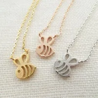 Simple Hollow Little Bee Pendant Necklace Environmental Protection Gold Plated Silver Female Clavicle Chain Wholesale main image 2