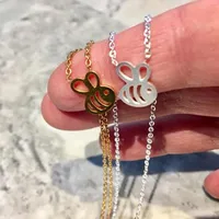 Simple Hollow Little Bee Pendant Necklace Environmental Protection Gold Plated Silver Female Clavicle Chain Wholesale main image 4