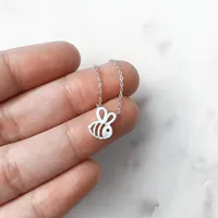 Simple Hollow Little Bee Pendant Necklace Environmental Protection Gold Plated Silver Female Clavicle Chain Wholesale sku image 2
