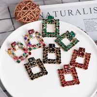 Geometric Diamond Full Diamond Earrings Female Retro Stud Earrings Ear Jewelry main image 1