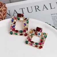 Geometric Diamond Full Diamond Earrings Female Retro Stud Earrings Ear Jewelry main image 5