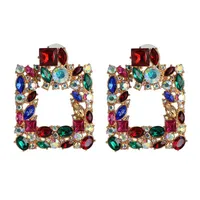 Geometric Diamond Full Diamond Earrings Female Retro Stud Earrings Ear Jewelry sku image 2