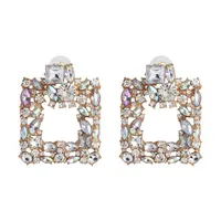 Geometric Diamond Full Diamond Earrings Female Retro Stud Earrings Ear Jewelry sku image 3