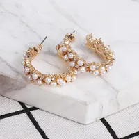Geometric Earrings Pearl Alloy Diamond Earrings main image 2