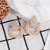 Geometric Earrings Pearl Alloy Diamond Earrings main image 3